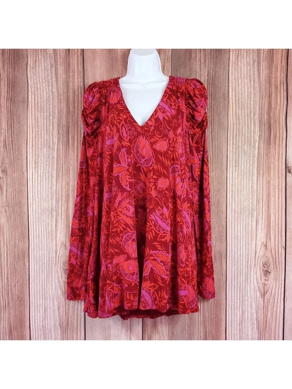 Free People Womens Size XS Hello Lover Tunic Top Scarlett Combo Boho V-Neck